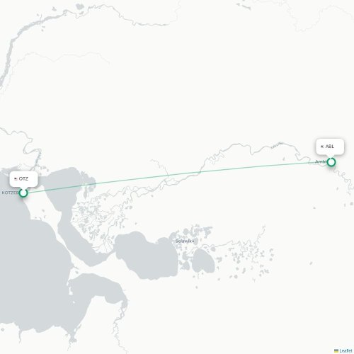 Mapa lotu bezpośredniego Kotzebue – Ambler