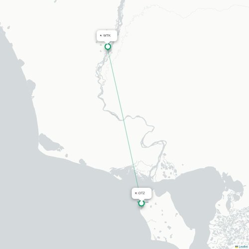 Mapa lotu bezpośredniego Kotzebue – Noatak
