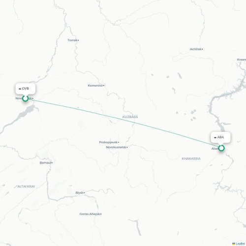 Mapa lotu bezpośredniego Nowosybirsk – Abakan