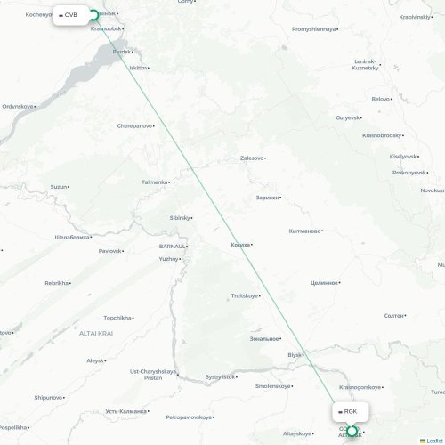 Mapa lotu bezpośredniego Nowosybirsk – Gorno-Ałtajsk