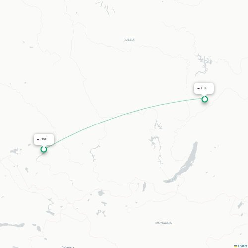 Novosibirsk - Talakan kaart van rechtstreekse vlucht