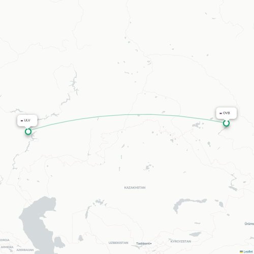 Mapa lotu bezpośredniego Nowosybirsk – Ulyanovsk