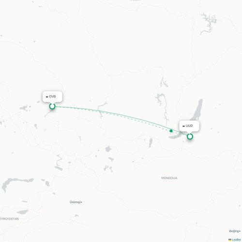 Mapa lotu bezpośredniego Nowosybirsk – Ułan-Ude
