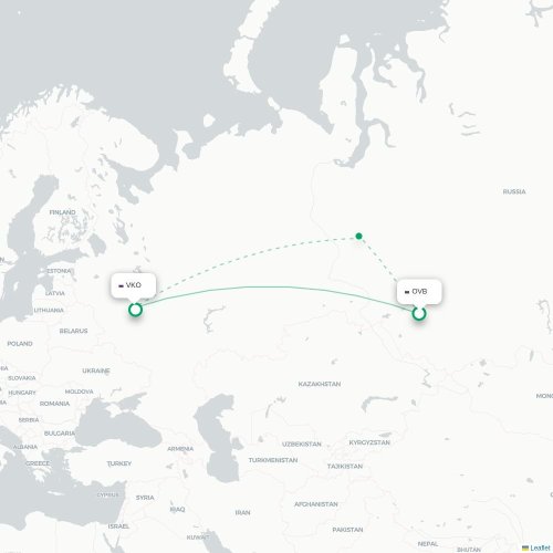 Mapa lotu bezpośredniego Nowosybirsk – Moskwa