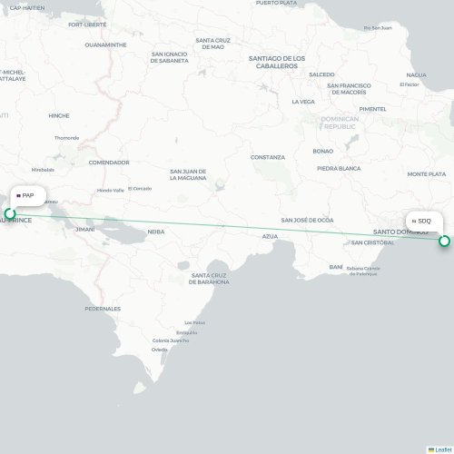 Mapa de vuelo directo Puerto Príncipe - Santo Domingo