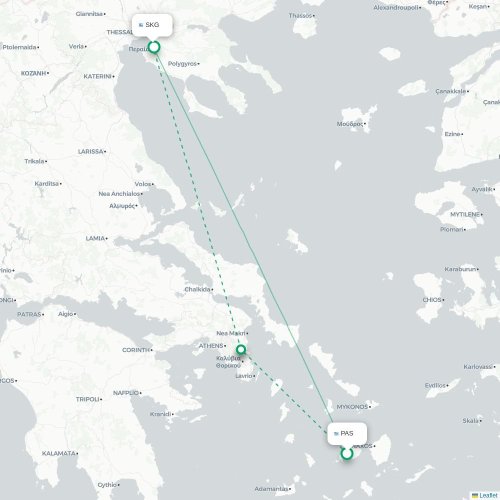 Parikia - Thessalonique carte du vol direct