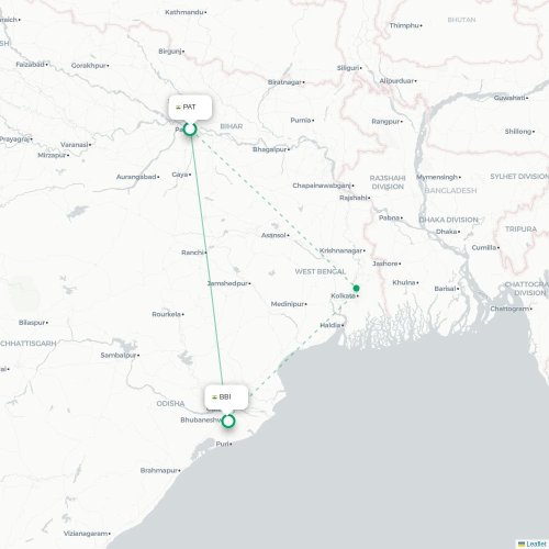 Patna – Bhubaneswar suoran lennon kartta