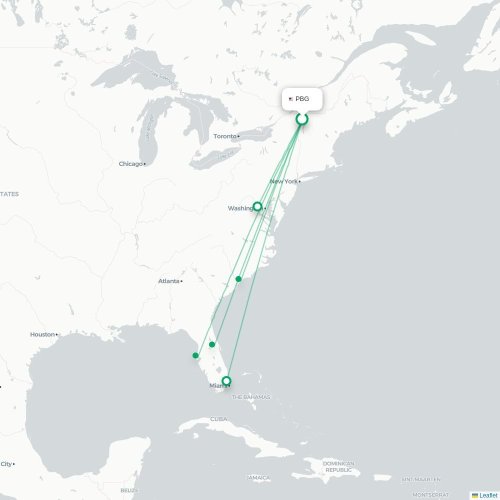 Route map Plattsburgh  PBG airport