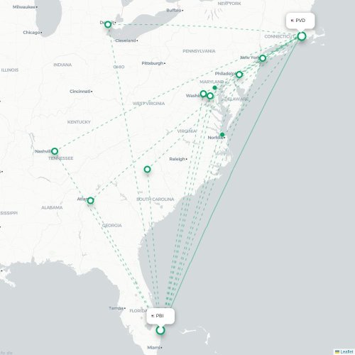 Mapa de vuelo directo West Palm Beach - Providence