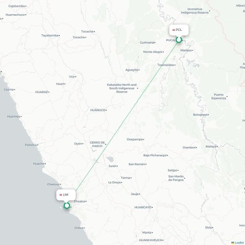 Pucallpa - Lima karta över direktflyg