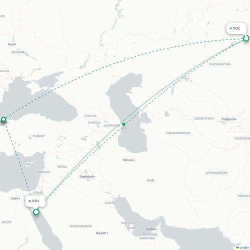 Mapa de vuelo directo Perm - Sharm el-Sheij