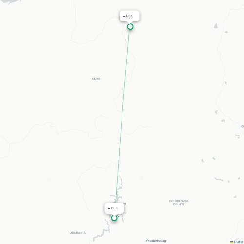 Mapa de vuelo directo Perm - Usinsk