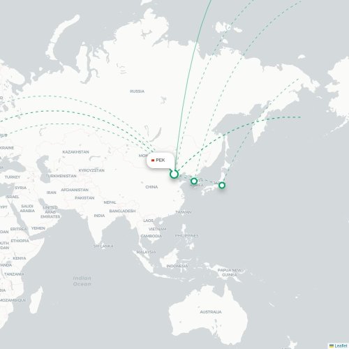 Peking - Boston karta över direktflyg
