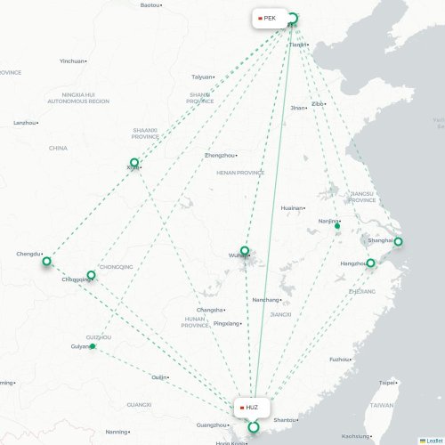 Beijing - Huizhou kort over direkte fly