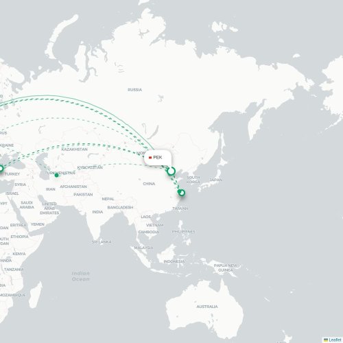 Mapa lotu bezpośredniego Pekin – Londyn