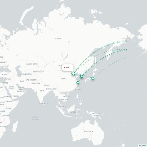 Peking - Seattle karta över direktflyg