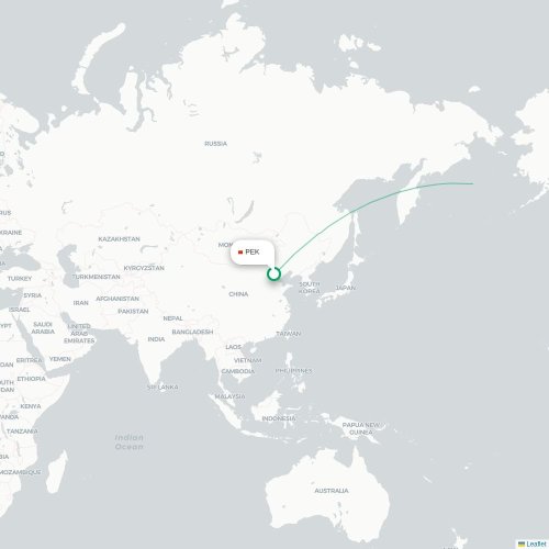 Peking - Tijuana karta över direktflyg