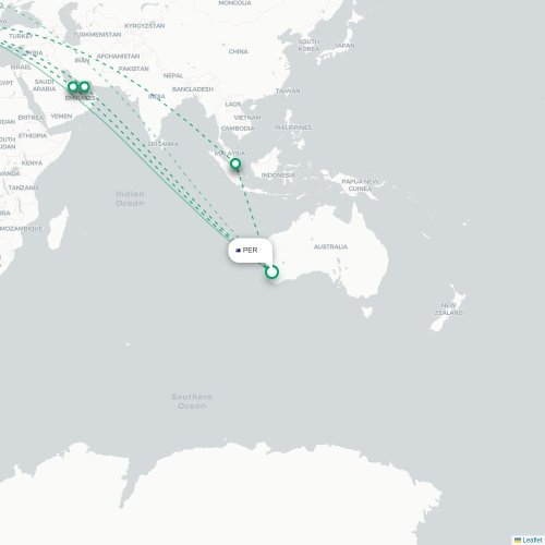 Perth – Rooma suoran lennon kartta