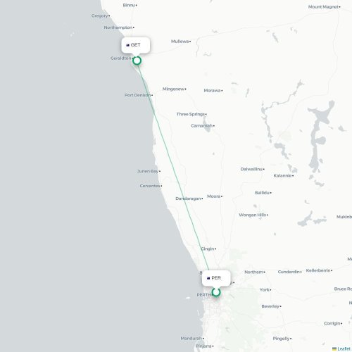 Perth-Occidentale - Geraldton-Occidentale carte du vol direct
