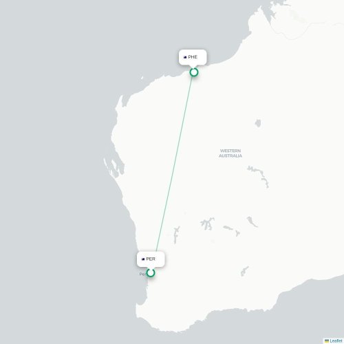 Mapa lotu bezpośredniego Perth Zachodnia – Port Hedland Zachodnia