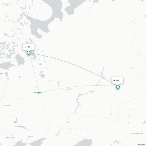 Petrozavodsk - Sverdlovsk karta över direktflyg