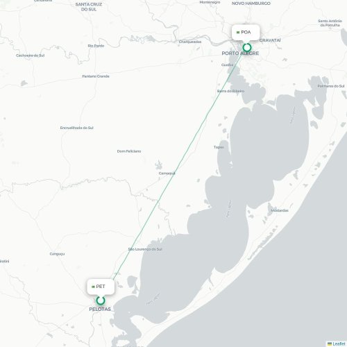 Mapa lotu bezpośredniego Pelotas – Porto Alegre