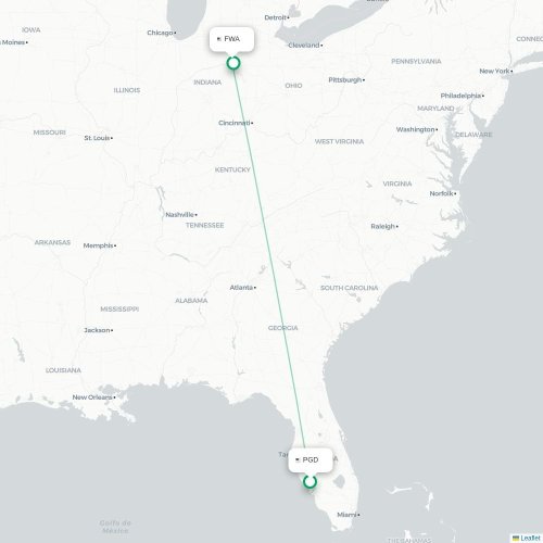 Mapa de vuelo directo Punta Gorda - Fort Wayne