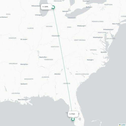 Mapa de vuelo directo Punta Gorda - Grand Rapids