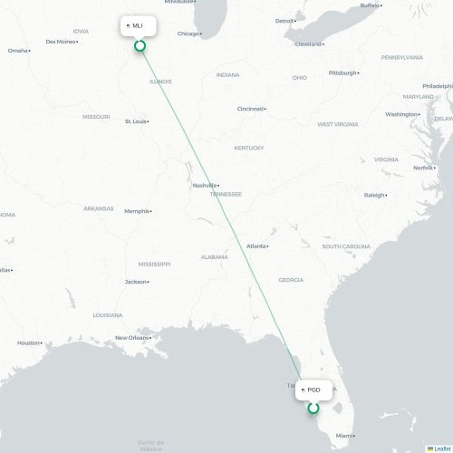 Mapa lotu bezpośredniego Punta Gorda – Moline