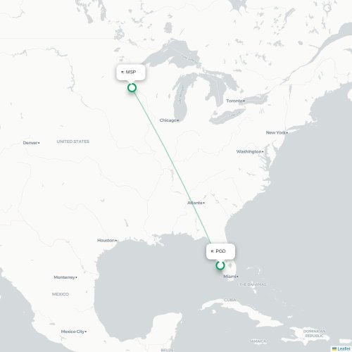 Mapa de vuelo directo Punta Gorda - Mineápolis