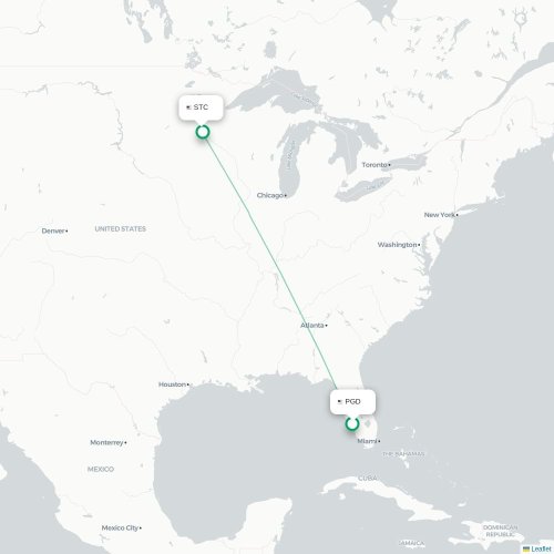 Mapa de vuelo directo Punta Gorda - St. Cloud