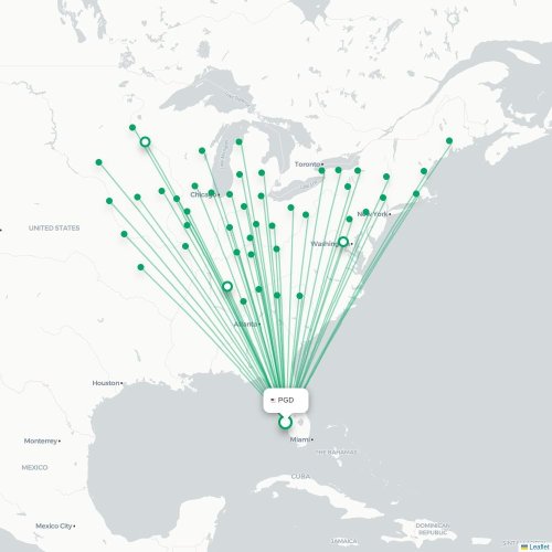 Mapa de vuelo directo Punta Gorda - Allentown