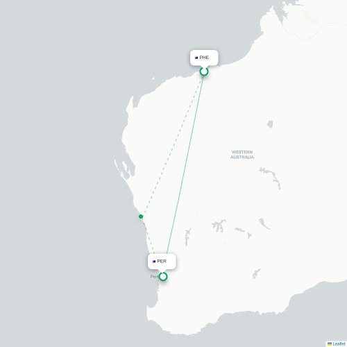Mapa lotu bezpośredniego Port Hedland Zachodnia – Perth Zachodnia