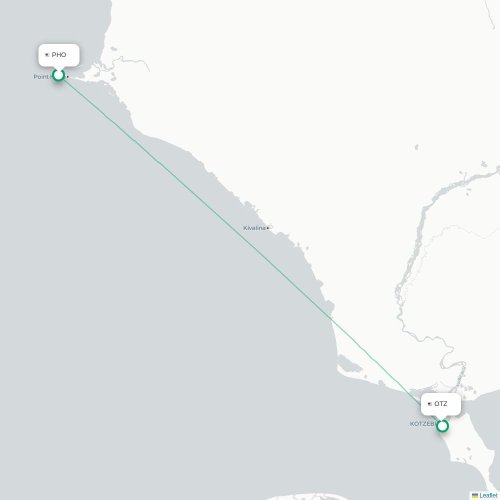 Mapa lotu bezpośredniego Point Hope – Kotzebue