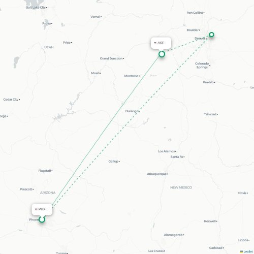 Mapa de vuelo directo Phoenix - Aspen