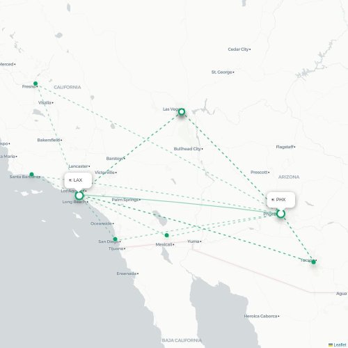 Mapa de vuelo directo Phoenix - Los Ángeles