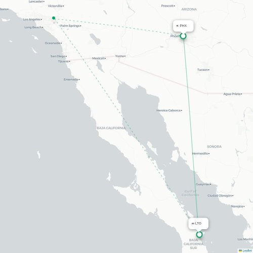 Mapa de vuelo directo Phoenix - Loreto