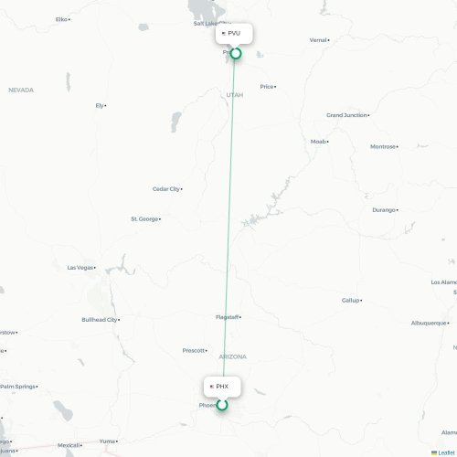 Mapa de vuelo directo Phoenix - Provo