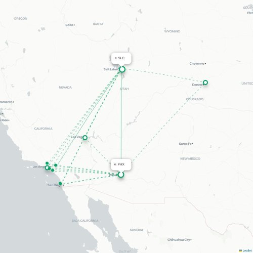 Mapa de vuelo directo Phoenix - Salt Lake City