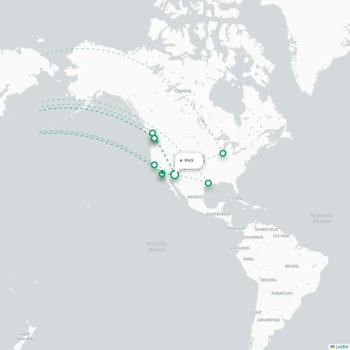 Mapa lotu bezpośredniego Phoenix – Tajpej