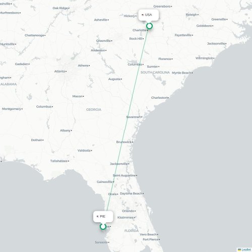 Mapa lotu bezpośredniego Tampa – Concord