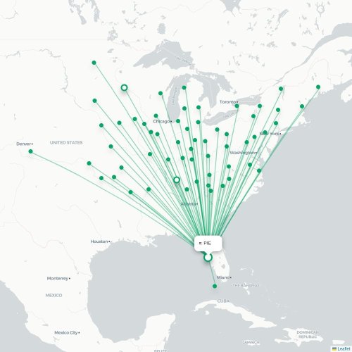 Mapa de vuelo directo Tampa - New Windsor