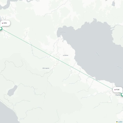 Mapa de vuelo directo Puerto Jiménez - El Progreso