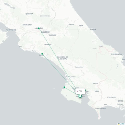 Mapa de vuelo directo Puerto Jiménez - Quepos