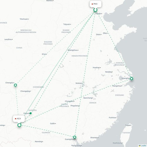 Mapa lotu bezpośredniego Pekin – Qianxinan