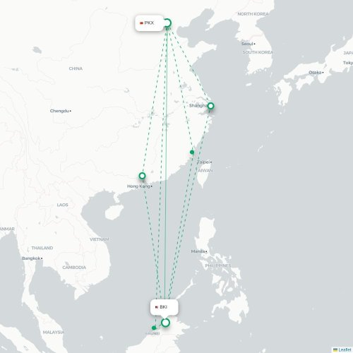 Mapa lotu bezpośredniego Pekin – Kota Kinabalu