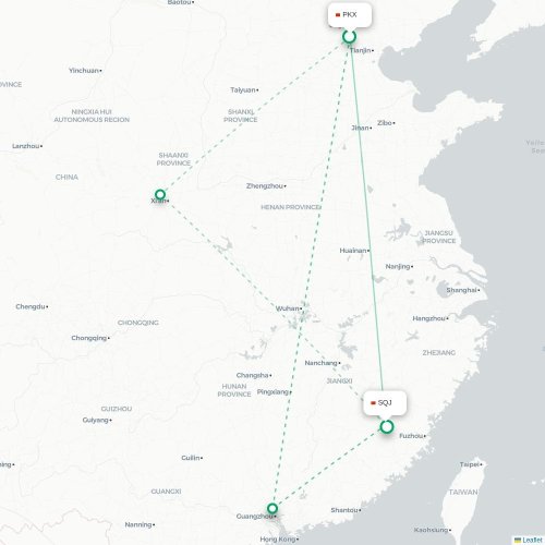 Mapa de vuelo directo Pekín - Sanming