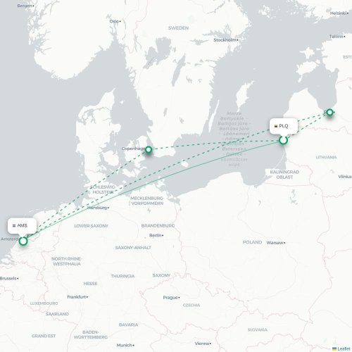 Palanga - Amsterdam kort over direkte fly