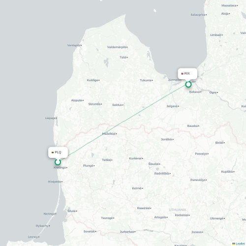 Mapa de vuelo directo Palanga - Riga