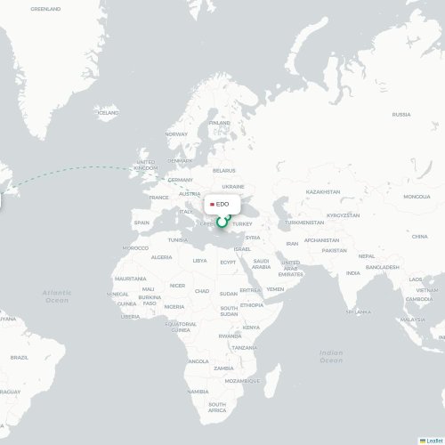 Mapa de vuelo directo Providenciales - Newark